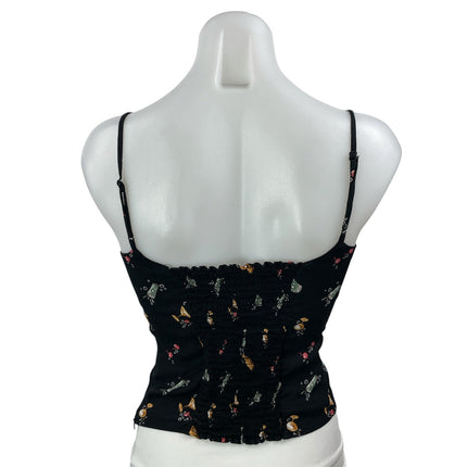 Reformation Grace Black Sleeveless Cami Camisole Bustier Crop Tank Top Size 4