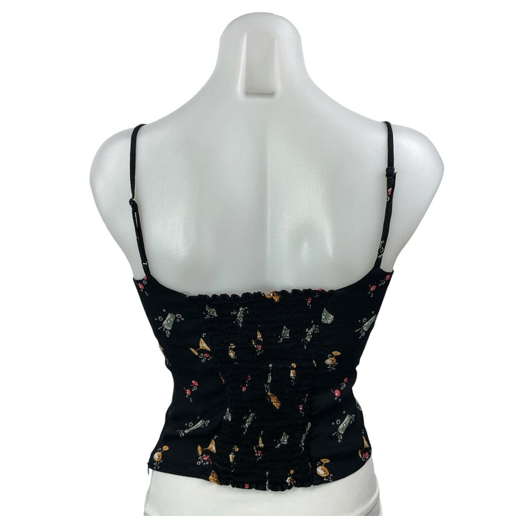 Reformation Grace Black Sleeveless Cami Camisole Bustier Crop Tank Top Size 4