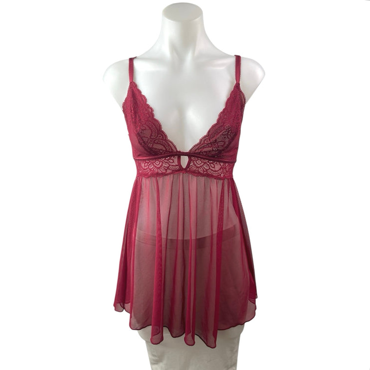 Rachel Roy Red Lace Sheer Sleeveless Cami Camisole Lingerie Evening Dress Size S