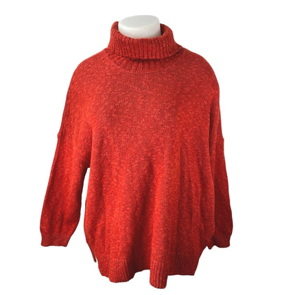 J.Jill Women's Red Turtleneck Long Sleeve Textured Knit Pullover Sweater Top 2X