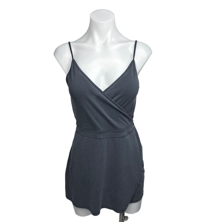 Abercrombie & Fitch Grey Camisole Sleeveless Faux Wrap V-Neck Skort Romper Sz S