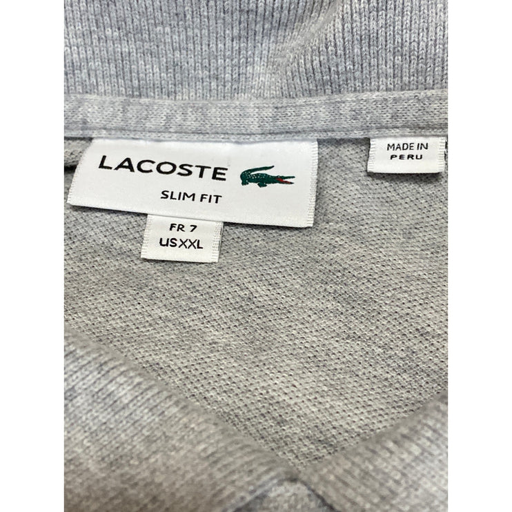 Lacoste Men Heather Gray Short Sleeve Logo Slim Fit Golf Polo Shirt Top Size XXL