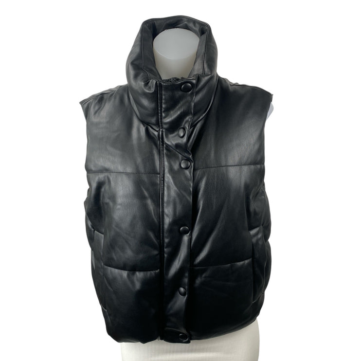 Zara Women's Black Stand Collar Sleeveless Puffer Quilted Vest Jacket Size S