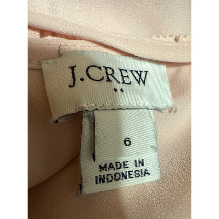 J.Crew Women Pink Sleeveless Ruffle Crew Neck Tie Back Tank Blouse Top Size 6