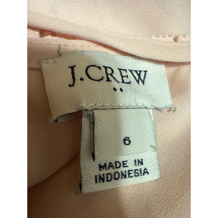 J.Crew Women Pink Sleeveless Ruffle Crew Neck Tie Back Tank Blouse Top Size 6