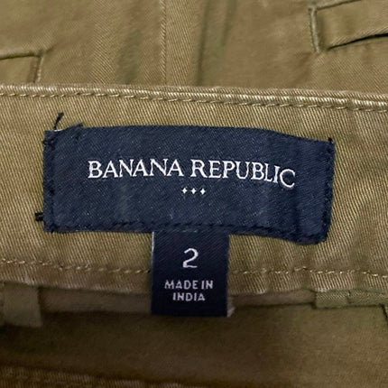 Banana Republic Women's Green Mid Rise Button Fly Mini Khaki Chino Shorts Size 2