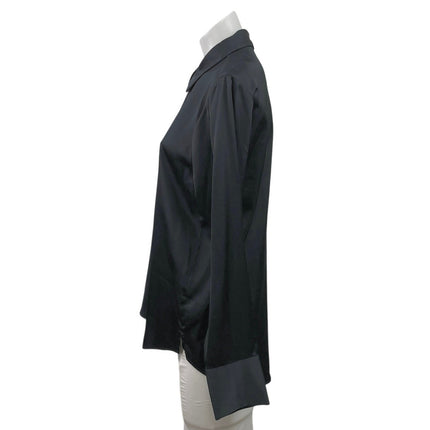 Abercrombie & Fitch Black Silk Satin Long Sleeve Button Down Shirt Top Size M