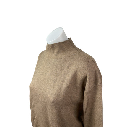Quince Women's Tan Long Sleeve Mock Neck Knit Sweatshirt Sweater Top Size XS