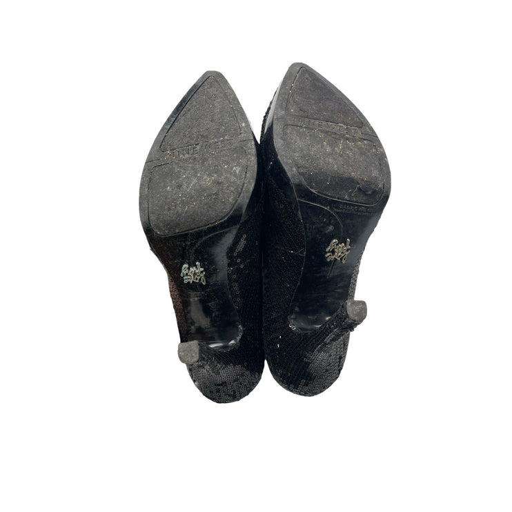 Nine West Love Black Pointed Toe Stiletto Heels Fury Sequins Pump Shoes Size 8.5