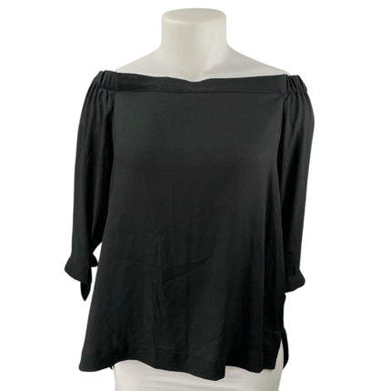 Ann Taylor LOFT Women's Black Off The Shoulder Half Sleeve Blouse Top Size L