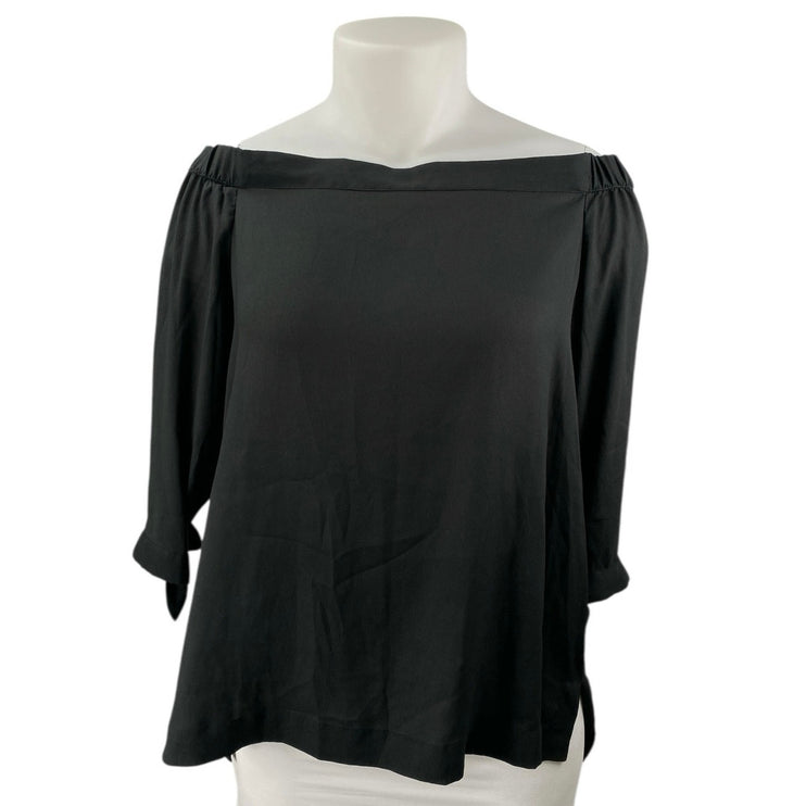 Ann Taylor LOFT Women's Black Off The Shoulder Half Sleeve Blouse Top Size L