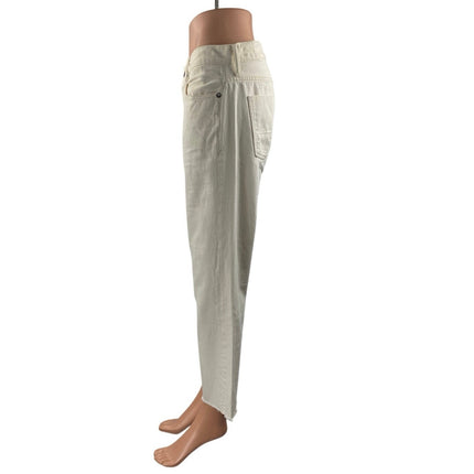 Vince Women's White High Waisted Frayed Raw Hem Straight Denim Jeans Pants Sz 26