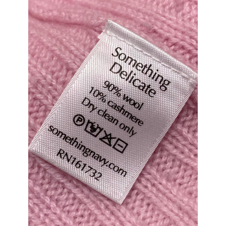 Something Navy Women's Pink Rib Knit Turtleneck Long Sleeve Sweater Top Size M