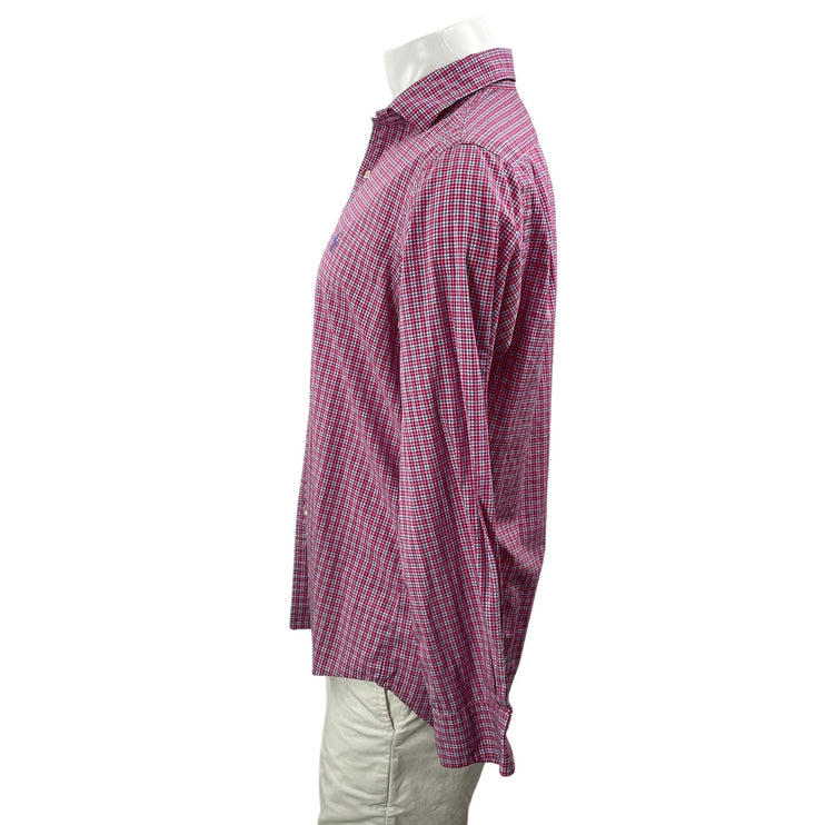 Polo Ralph Lauren Men's Red Check Plaid Long Sleeve Button Down Shirt Top Size M