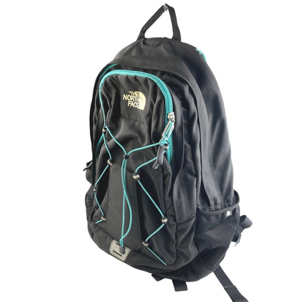 The North Face Jester Black Teal Adjustable Strap Zip School Travel Backpack Bag