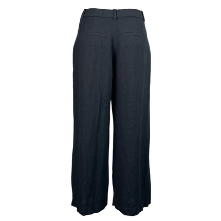 Abercrombie & Fitch Women's Dark Gray Linen Pleated Wide Leg Trouser Pants Sz 27