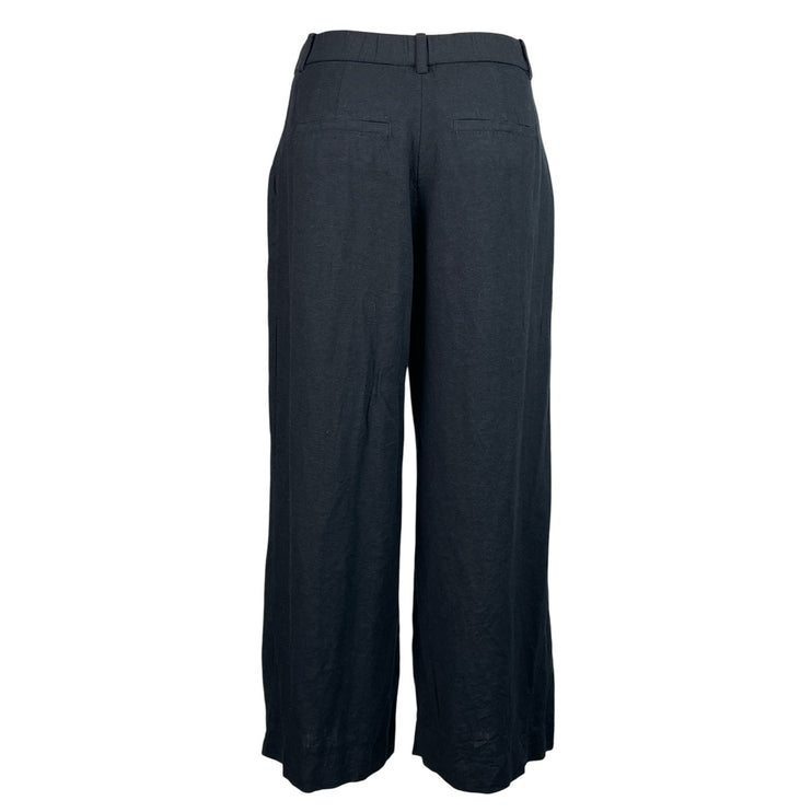 Abercrombie & Fitch Women's Dark Gray Linen Pleated Wide Leg Trouser Pants Sz 27