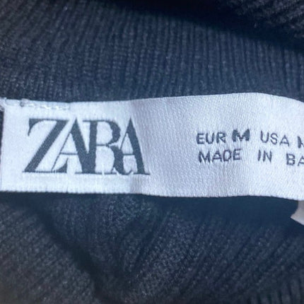 Zara Women's Black Long Sleeve Turtleneck Ribbed Knit Pullover Sweater Top M