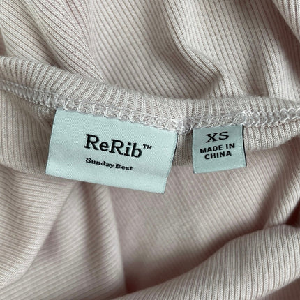 Artizia Sunday Best ReRib Pink Short Sleeve Ribbed Knit Crew Neck T Shirt Top XS