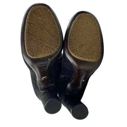 Roberto Del Carlo Women's Black Suede Leather Round Toe Zip Up Tall Boots Size 6