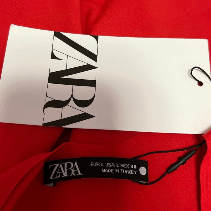 NEW Zara Women's Red Sleeveless Square Neck Casual Thong Bodysuit Tank Top Sz L