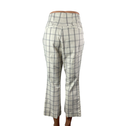 A New Day Women's White Plaid High Rise Flared Cropped Trousers Pants Size 8