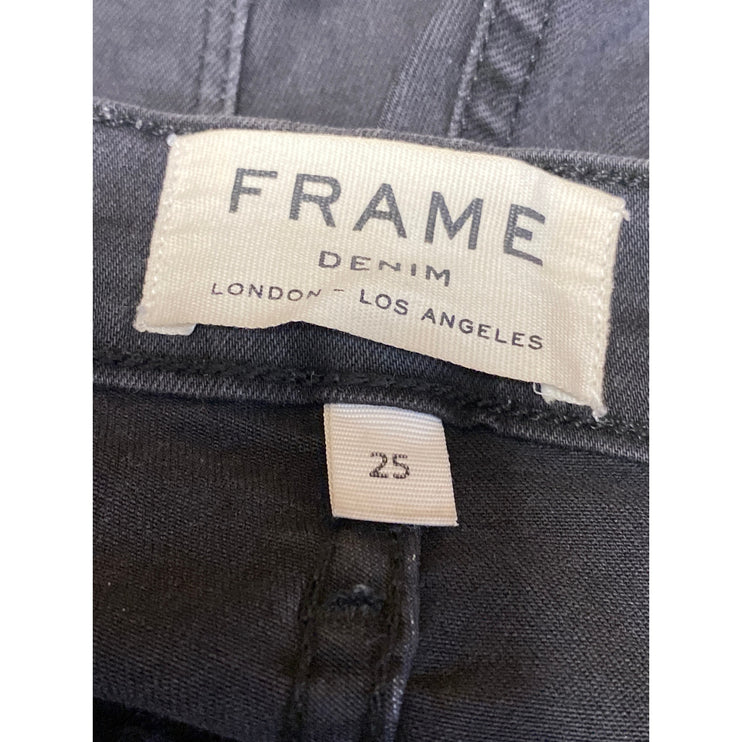 Frame Women Black Washed Knightrider Mid Rise Slim Fit Skinny Denim Jeans Sz 25