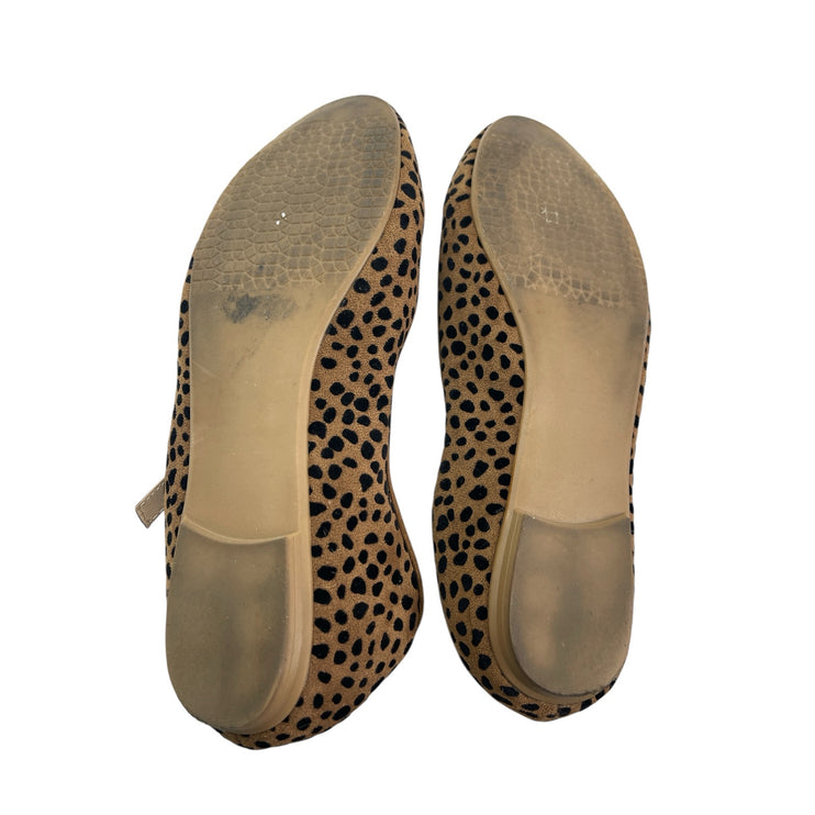 Isaac Mizrahi Brown Leopard Slip On Almond Toe Ballet Mary Jane Flats Shoes 7.5