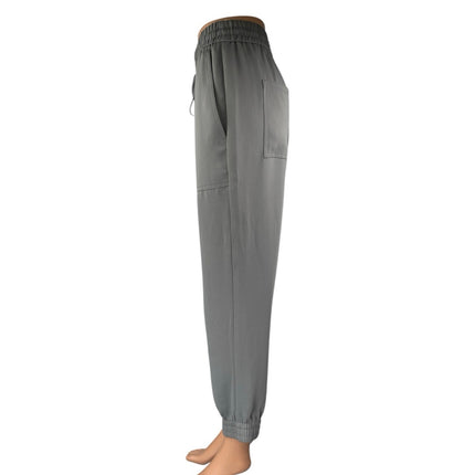 Ann Taylor Women's Gray High Rise Drawstring Tapered Trousers Joggers Pants L
