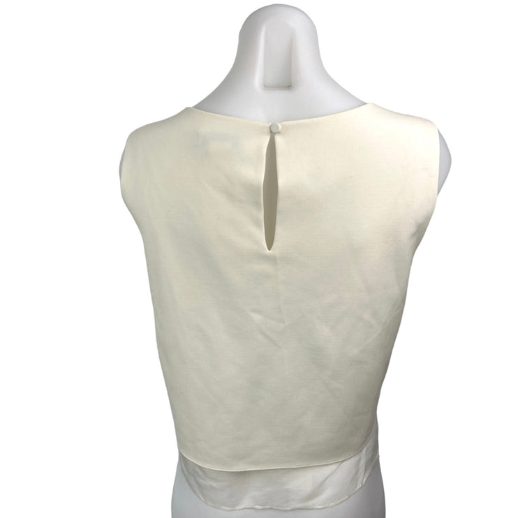 Club Monaco Cream White Wool Silk Sleeveless Layered Crop Tank Top Blouse Size L