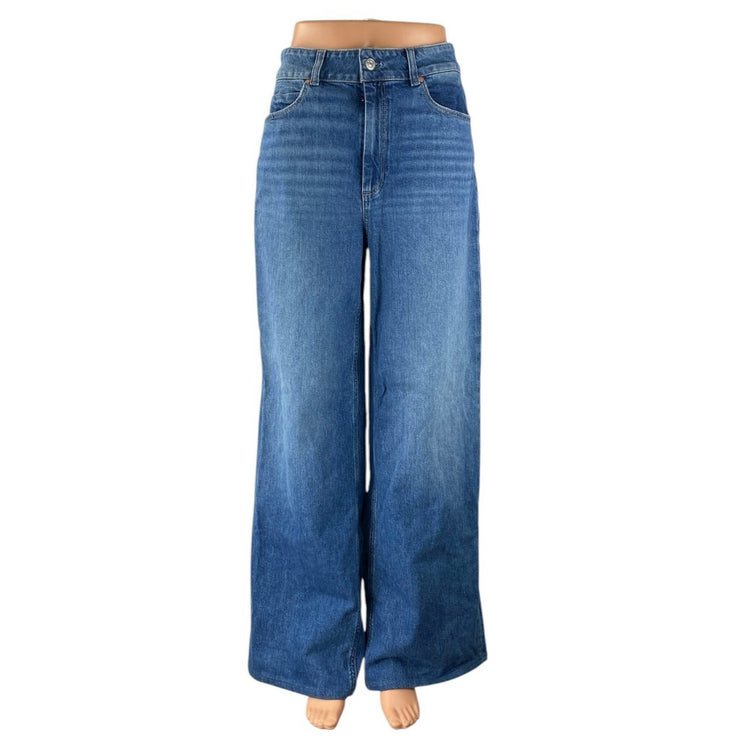 Paige Sasha Womens Blue Wide Leg Baggy High Rise Medium Wash Denim Jeans Size 31