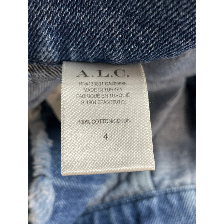 A.L.C. Women's Blue High Waist Baggy Barrel Flare Wide Leg Denim Jeans Pants 4