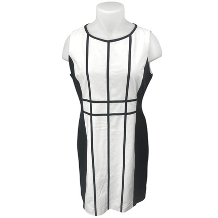 Calvin Klein White Black Striped Sleeveless Zip Cami Career Mini Sheath Dress 16