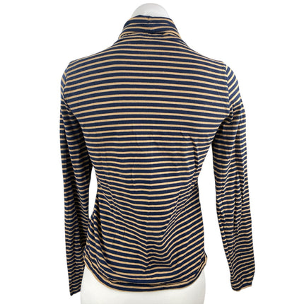 J.Crew Women Blue Beige Striped Turtleneck Long Sleeve Knit Sweater Top Size S