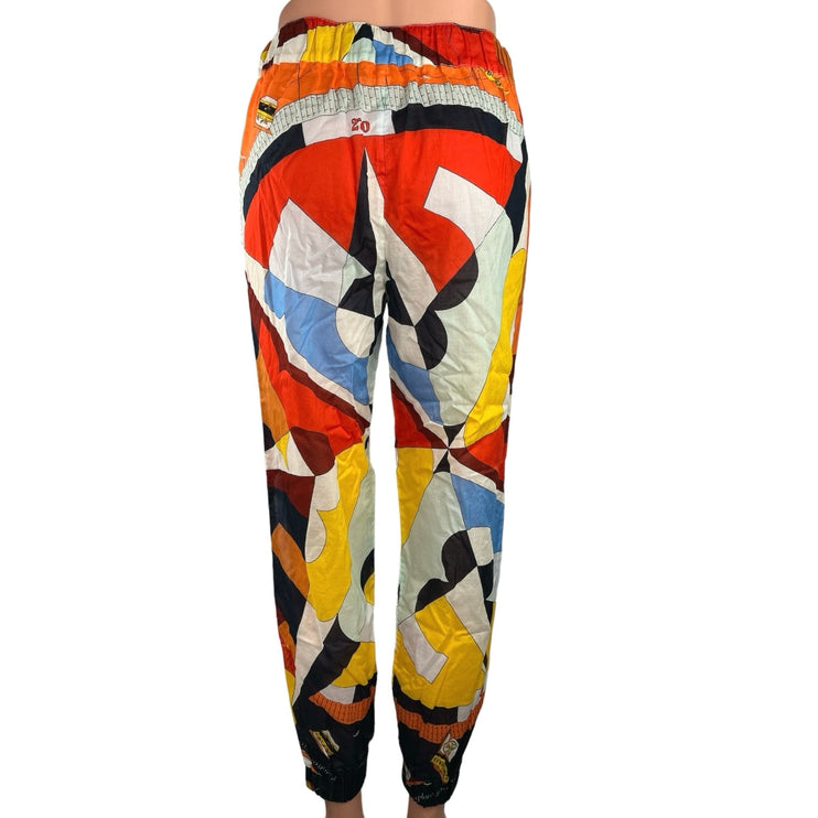 TORY BURCH Multicolor Geometric Print Tapered Leg Pull-On Casual Beach Pant XS