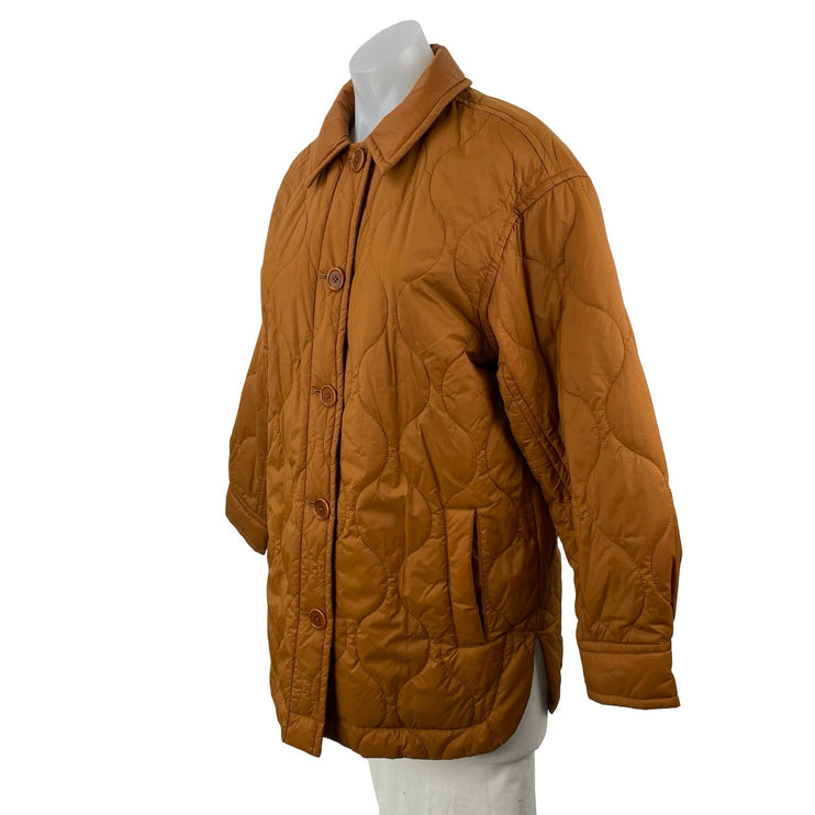 Madewell Airpuff Women's Brown Quilted Puffer Button Up Shacket Shirt Jacket XS