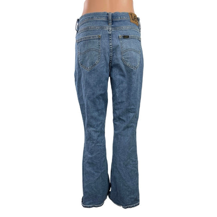 Lee Women's Blue High Waisted Button Fly Flared Bootcut Leg Denim Jeans Pants 10