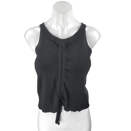 Venus Women's Black Sleeveless Tie Hem Ribbed Knit Cami Camisole Tank Top Size S