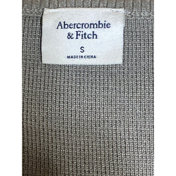 Abercrombie & Fitch Green Long Sleeve Rib Knit Scoop Full Zip Cardigan Sweater S