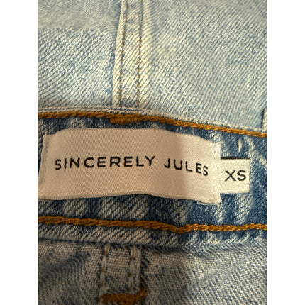 Sincerely Jules Blue High Waist Frayed Raw Hem Mini Pencil Denim Jeans Skirt XS