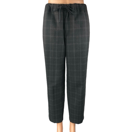 Aritzia Babaton The Group Women's Black Plaid High Rise Tapered Trousers Pants S