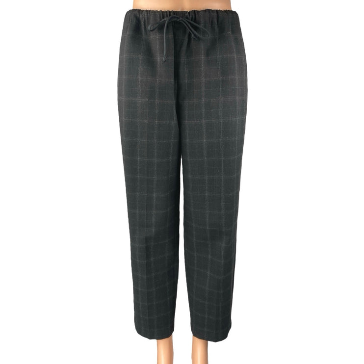 Aritzia Babaton The Group Women's Black Plaid High Rise Tapered Trousers Pants S