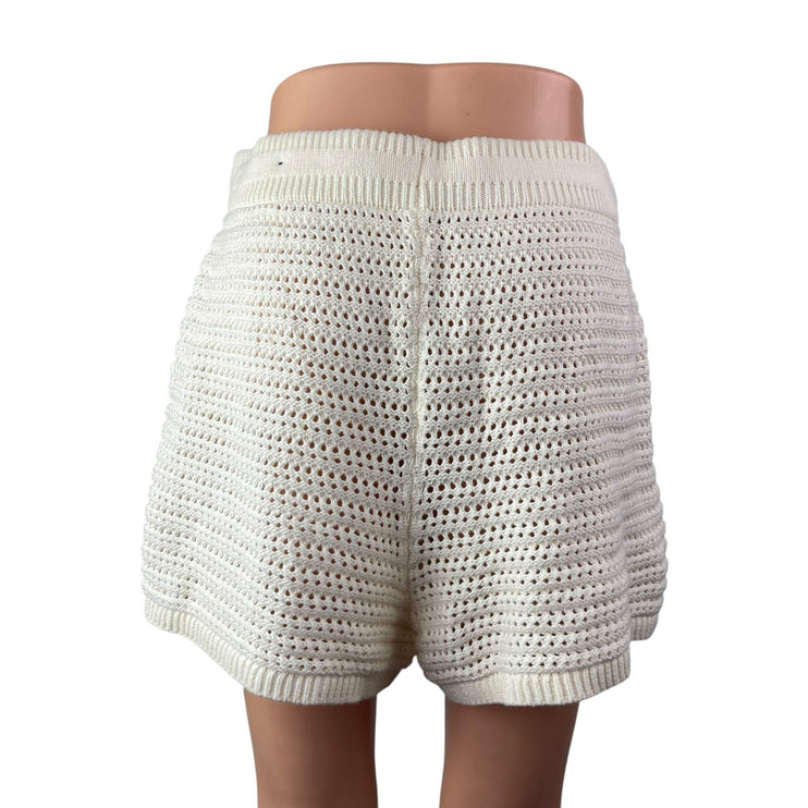 Old Navy Women's White Crochet Open Knit High Waisted Beach Mini Shorts Size M