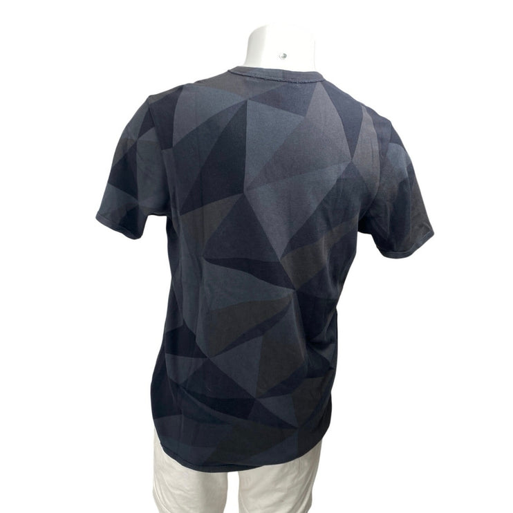 J Brand Men's Gray Black Geometric Print Crewneck Short Sleeve Tee T-shirt Top M