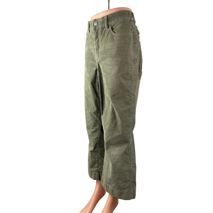 Upwest Women's Green Corduroy High Rise Wide Leg Baggy Trousers Pants Size S