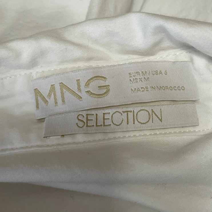 MNG Mango Women's White Long Sleeve Collared Oversixed Button Down Shirt Top 6