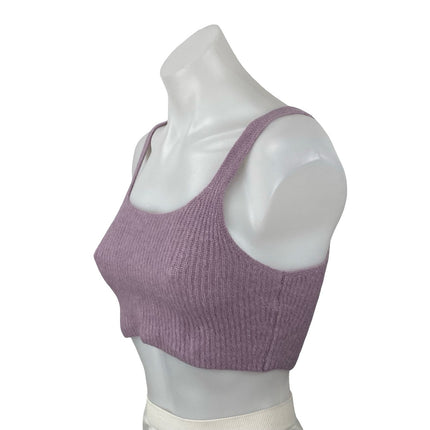 Everlane Purple Wool Ribbed Yoga Athletic Activewear Sports Bra Crop Tank Top S