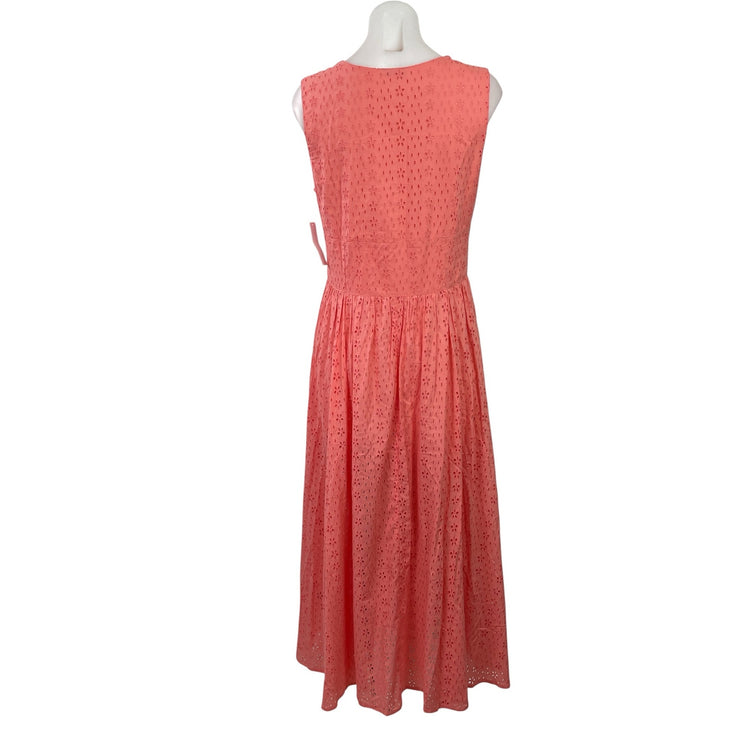 NEW Venus Coral Pink Orange Sleeveless Eyelet Embroidered A-line Maxi Dress Sz 8
