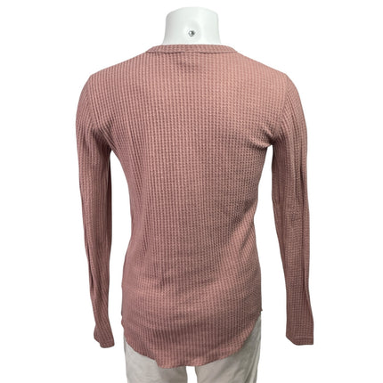 Urban Outfitters Pink Waffle Knit Crochet Crewneck Long Sleeve Sweater Top Sz S