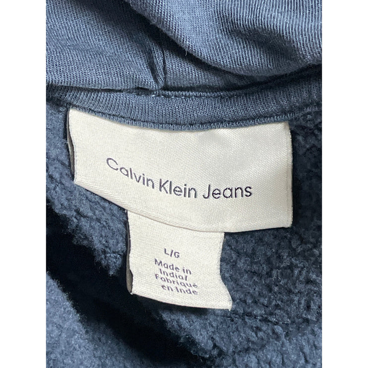 Calvin Klein Jeans Womens Blue Fleece Hoodie Hooded Pocket Sweatshirt Top Size L